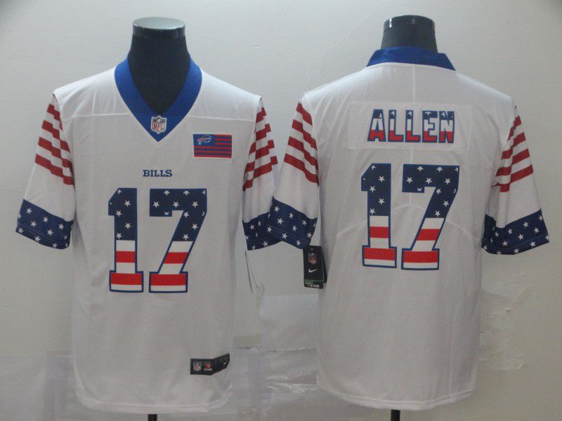 Men Buffalo Bills #17 Allen White Retro USA Flag Nike NFL Jerseys